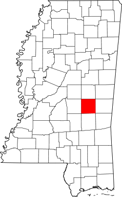 Karte von Newton County innerhalb von Mississippi