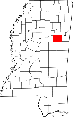 Karte von Oktibbeha County innerhalb von Mississippi