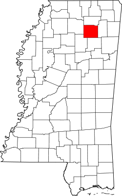 Karte von Pontotoc County innerhalb von Mississippi