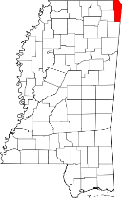 Karte von Tishomingo County innerhalb von Mississippi