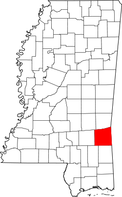 Karte von Wayne County innerhalb von Mississippi