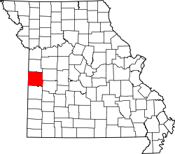 Karte von Bates County innerhalb von Missouri