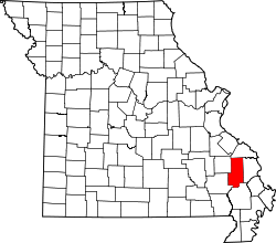 Karte von Bollinger County innerhalb von Missouri