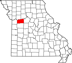 Karte von Lafayette County innerhalb von Missouri