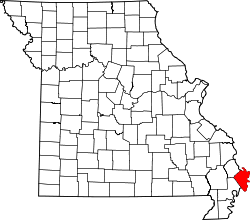 Karte von Mississippi County innerhalb von Missouri