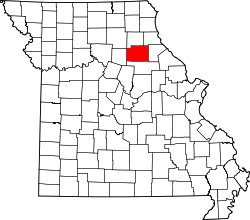 Karte von Monroe County innerhalb von Missouri