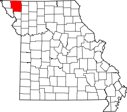 Karte von Nodaway County innerhalb von Missouri