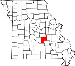 Karte von Phelps County innerhalb von Missouri