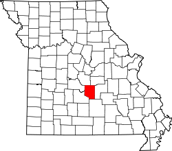 Karte von Pulaski County innerhalb von Missouri