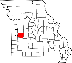 Karte von Saint Clair County innerhalb von Missouri
