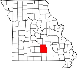 Karte von Texas County innerhalb von Missouri