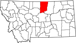 Karte von Blaine County innerhalb von Montana