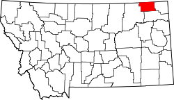 Karte von Daniels County innerhalb von Montana