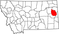 Karte von Dawson County innerhalb von Montana