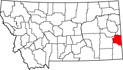 Karte von Fallon County innerhalb von Montana