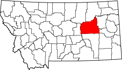 Karte von Garfield County innerhalb von Montana
