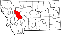 Karte von Lewis and Clark County innerhalb von Montana