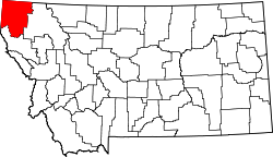Karte von Lincoln County innerhalb von Montana