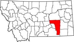 Karte von Rosebud County innerhalb von Montana