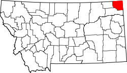 Karte von Sheridan County innerhalb von Montana