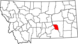 Karte von Treasure County innerhalb von Montana
