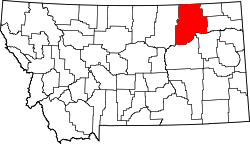 Karte von Valley County innerhalb von Montana
