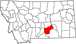 Karte von Yellowstone County innerhalb von Montana