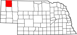 Karte von Dawes County innerhalb von Nebraska