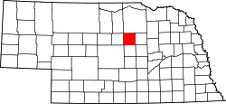 Karte von Garfield County innerhalb von Nebraska