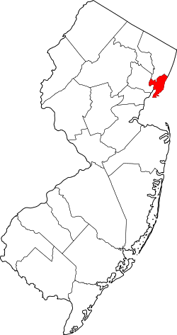 Karte von Hudson County innerhalb von New Jersey