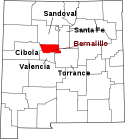 Karte von Bernalillo County innerhalb von New Mexico