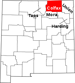 Karte von Colfax County innerhalb von New Mexico
