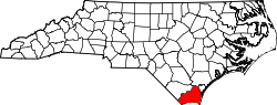 Karte von Brunswick County innerhalb von North Carolina