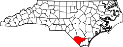 Karte von Columbus County innerhalb von North Carolina