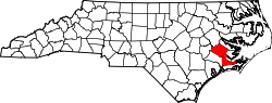 Karte von Craven County innerhalb von North Carolina