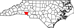 Karte von Gaston County innerhalb von North Carolina