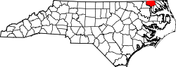 Karte von Gates County innerhalb von North Carolina