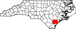Karte von Pender County innerhalb von North Carolina