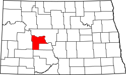 Karte von Mercer County innerhalb von North Dakota