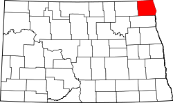 Karte von Pembina County innerhalb von North Dakota