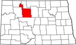 Karte von Ward County innerhalb von North Dakota