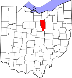 Karte von Ashland County innerhalb von Ohio