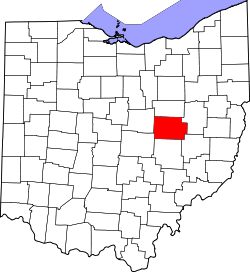 Karte von Coshocton County innerhalb von Ohio