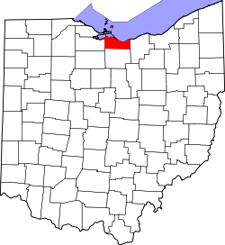Karte von Erie County innerhalb von Ohio