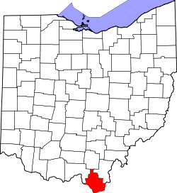 Karte von Lawrence County innerhalb von Ohio