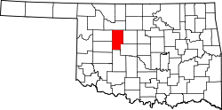 Karte von Blaine County innerhalb von Oklahoma