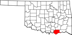 Karte von Bryan County innerhalb von Oklahoma