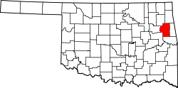 Karte von Cherokee County innerhalb von Oklahoma