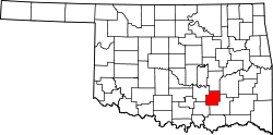 Karte von Coal County innerhalb von Oklahoma