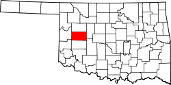 Karte von Custer County innerhalb von Oklahoma